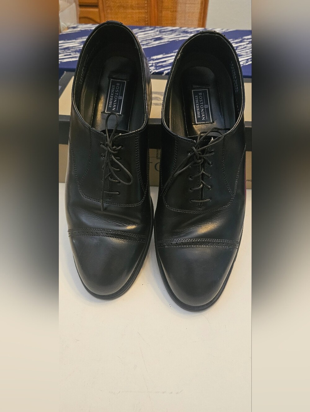 Bostonian Black Leather Cap-Toe Derby Dress Shoes Stockbridge Scott 11D